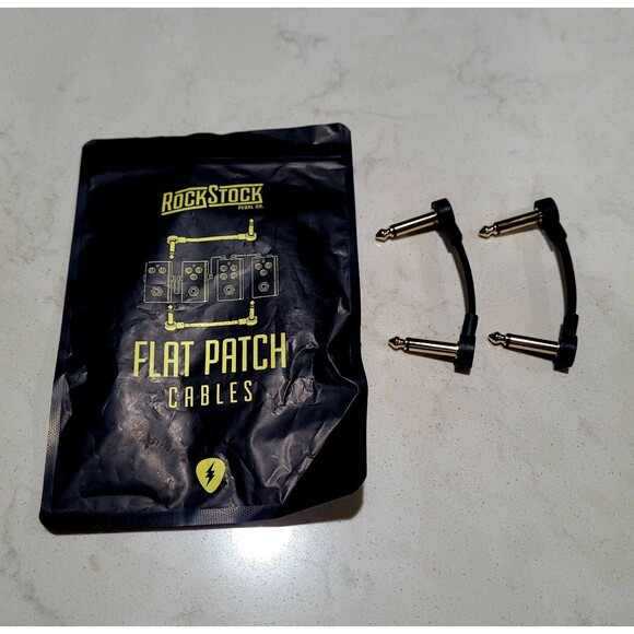 Rock Stock Guitar Flat Patch Cables 2 Inch C-Shape Effect Pedal Cables 2 Pack - Picture 1 of 5